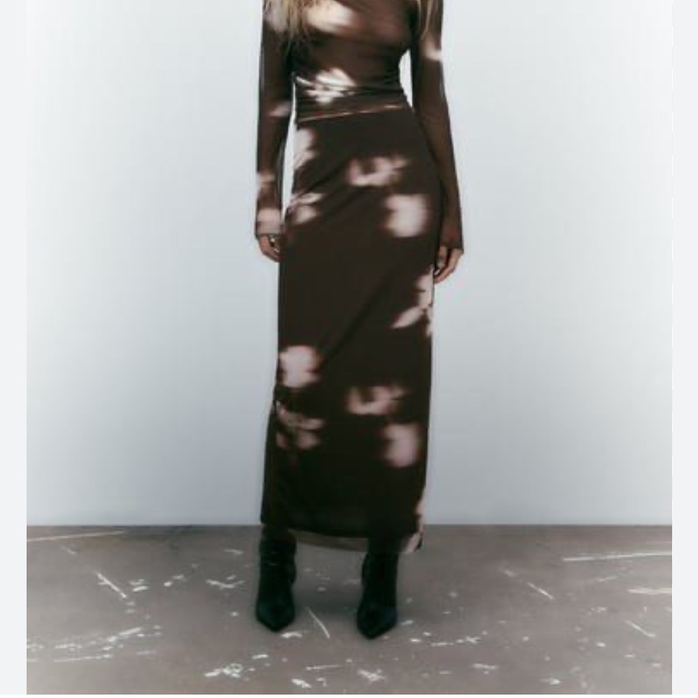 Zara printed maxi skirt